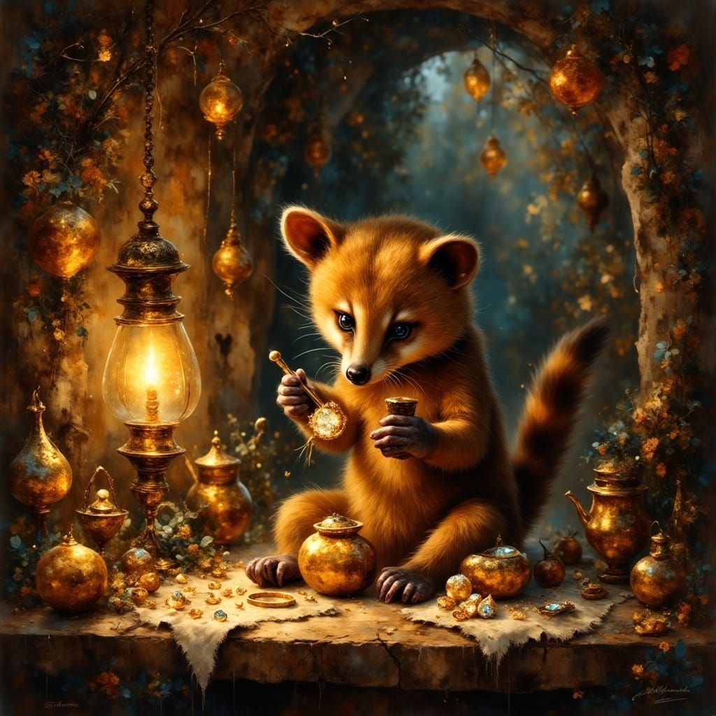 Coati Jeweler Crafts Ring in Magical Woodland Workshop