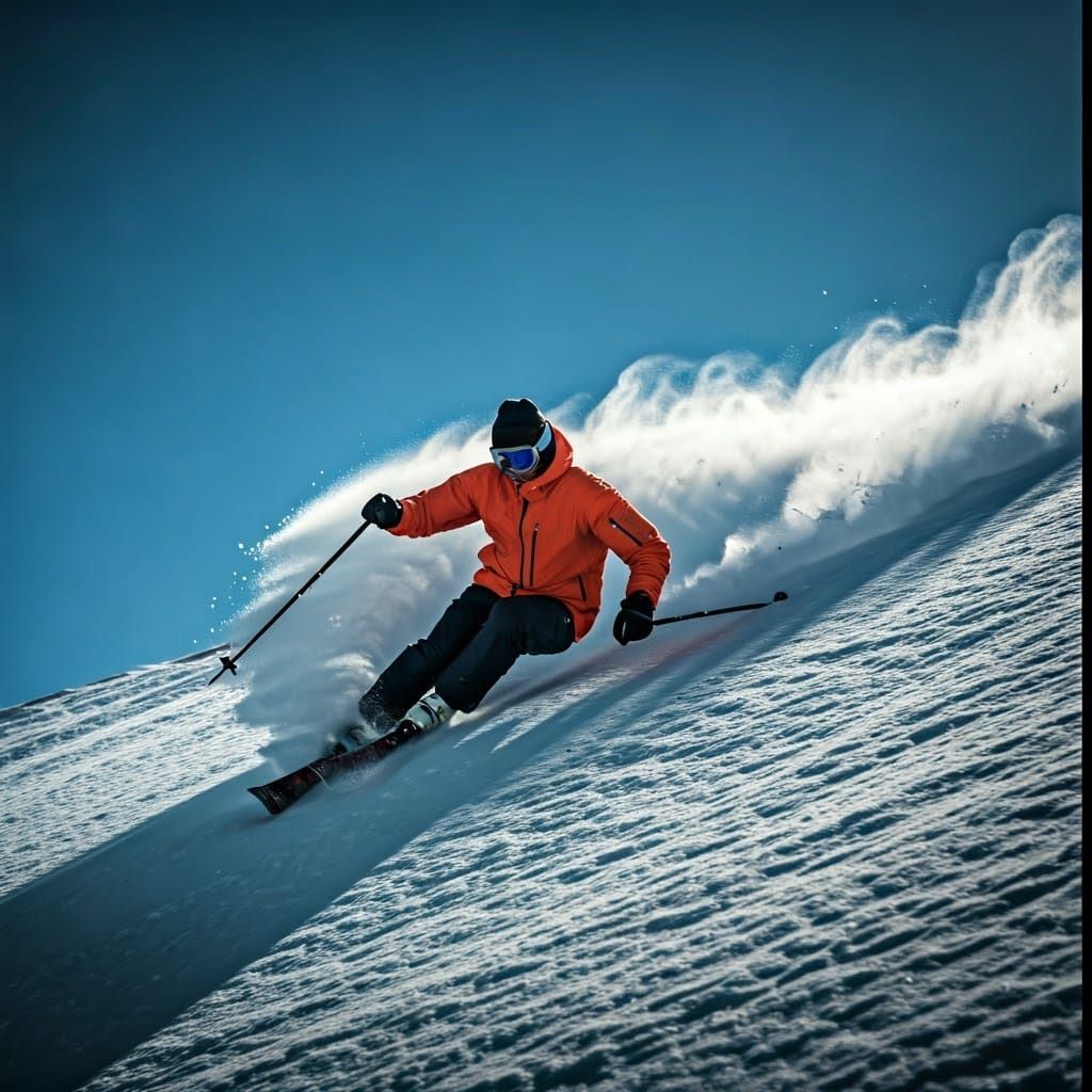 Rugged Skier Carves Through Powder in Cinematic Style