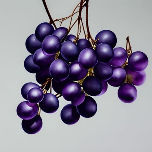 Delicious Dark Purple Grapes in Watercolor Style