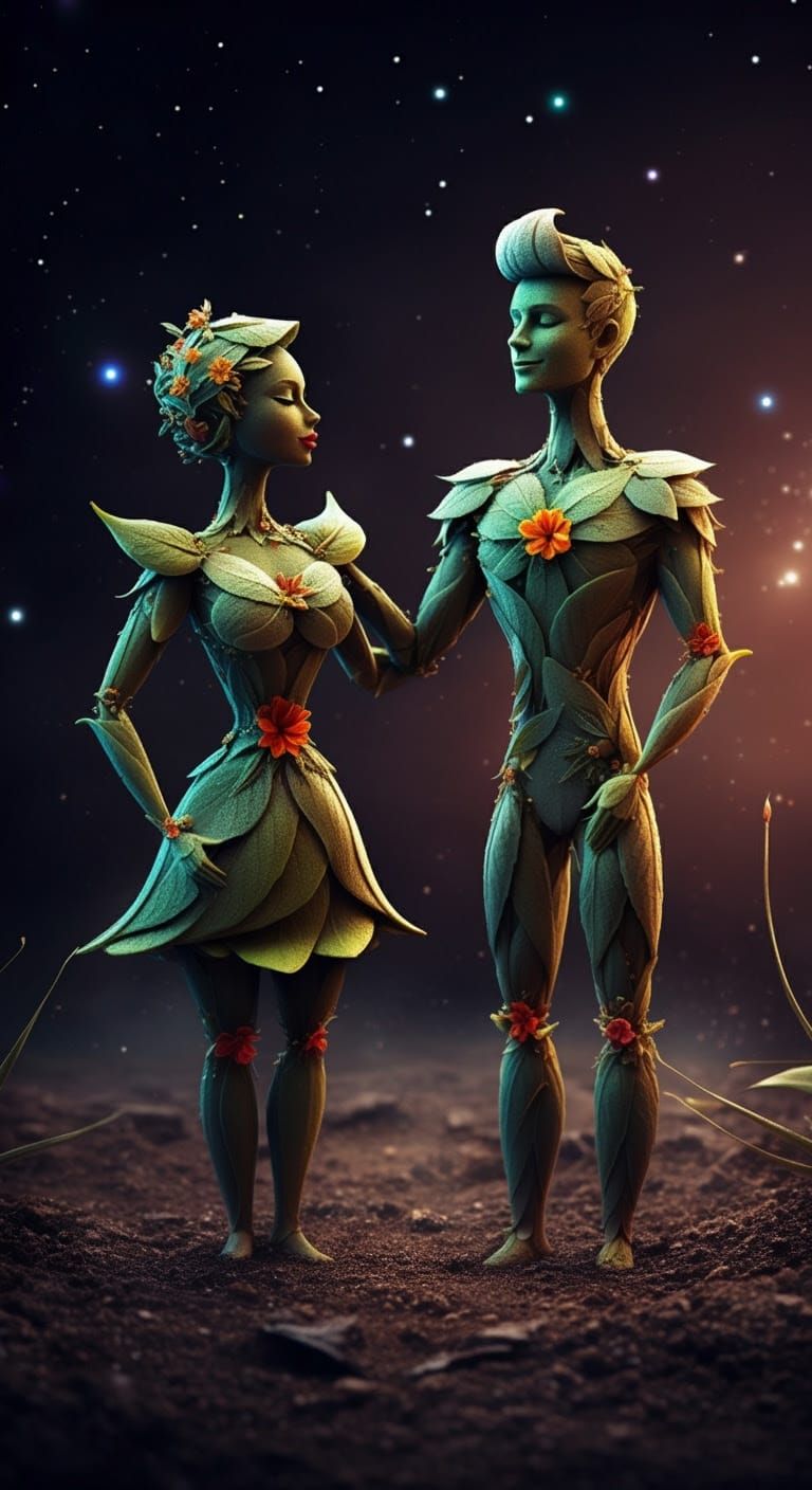 TD & MZ Petallic Humanoid Stick-Figures