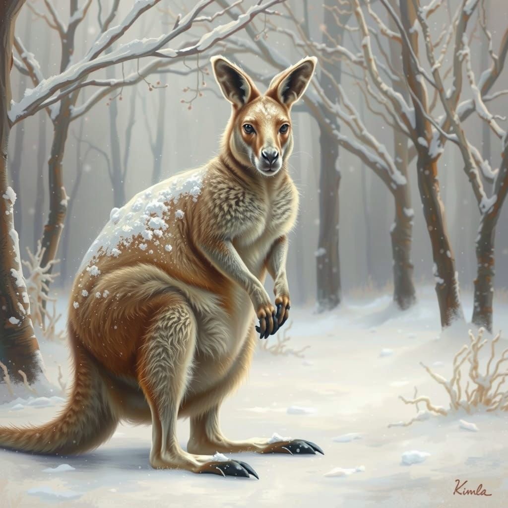 Majestic Australian Wildlife Scene in Snowy Winter