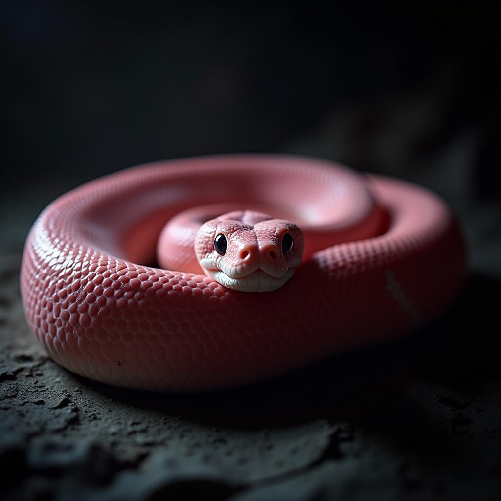 Glistening Pink Strawberry Ball Python in Chiaroscuro Lighti...