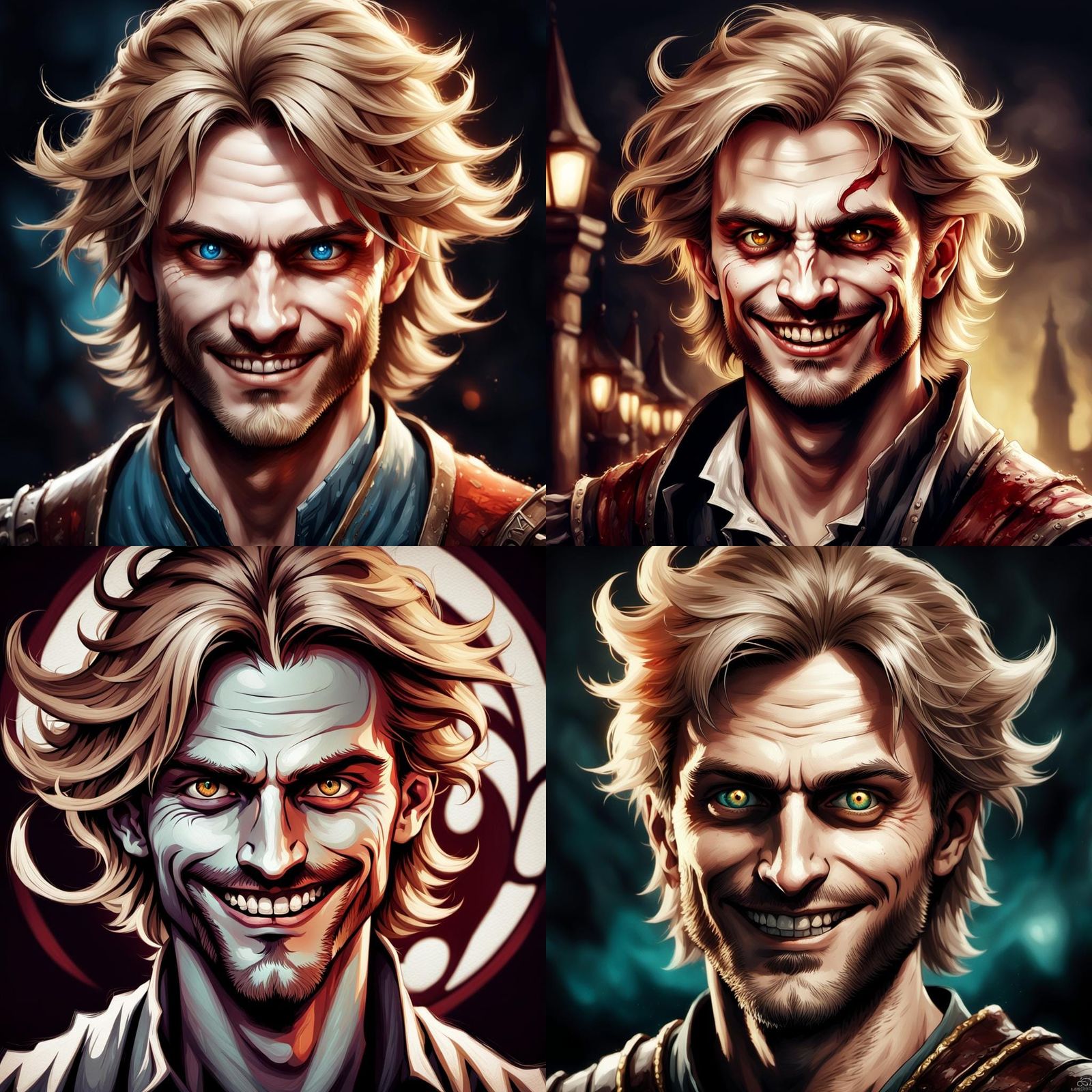 Intense Male Portrait with Grey Eyes, Digital Art