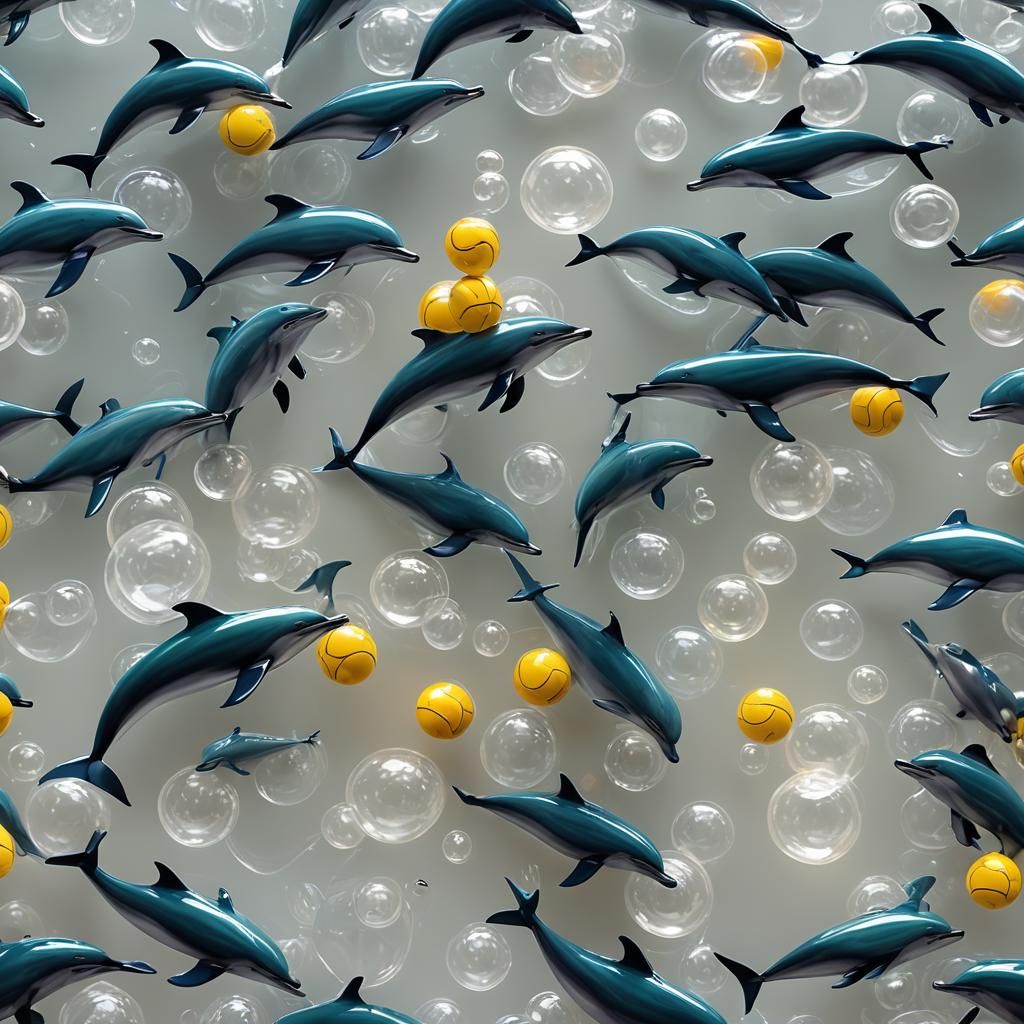Dolphins Play Ball in a Dreamlike Atmosphere