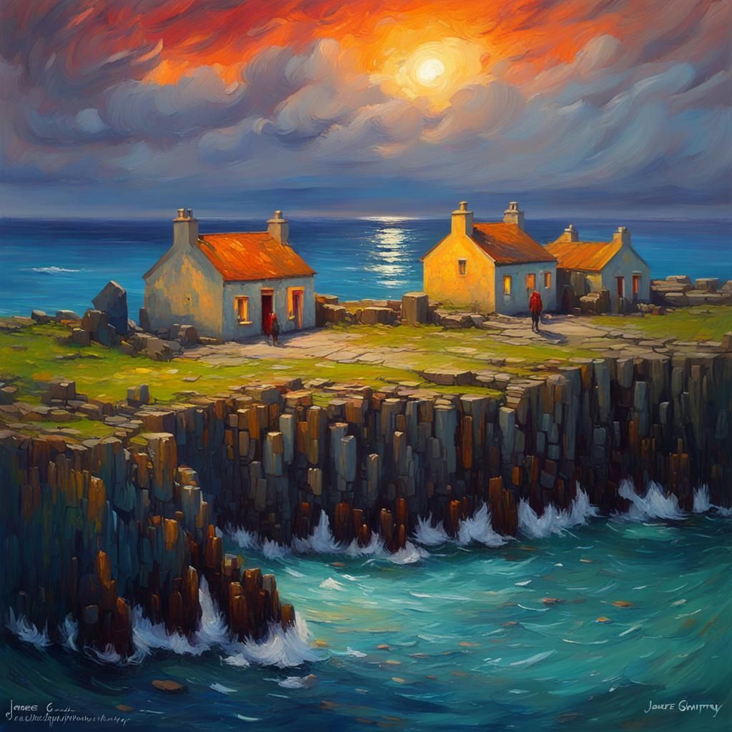 Aran Islands Sunset: Impressionist Oil Painting