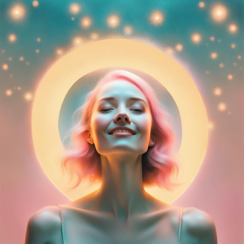 Sparkling Woman with Twinkling Lights in Tonalist Style