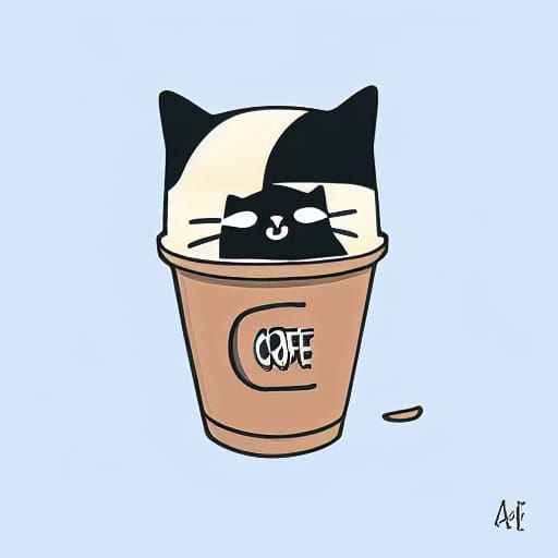 Whimsical Coffee Cat Generated by AI