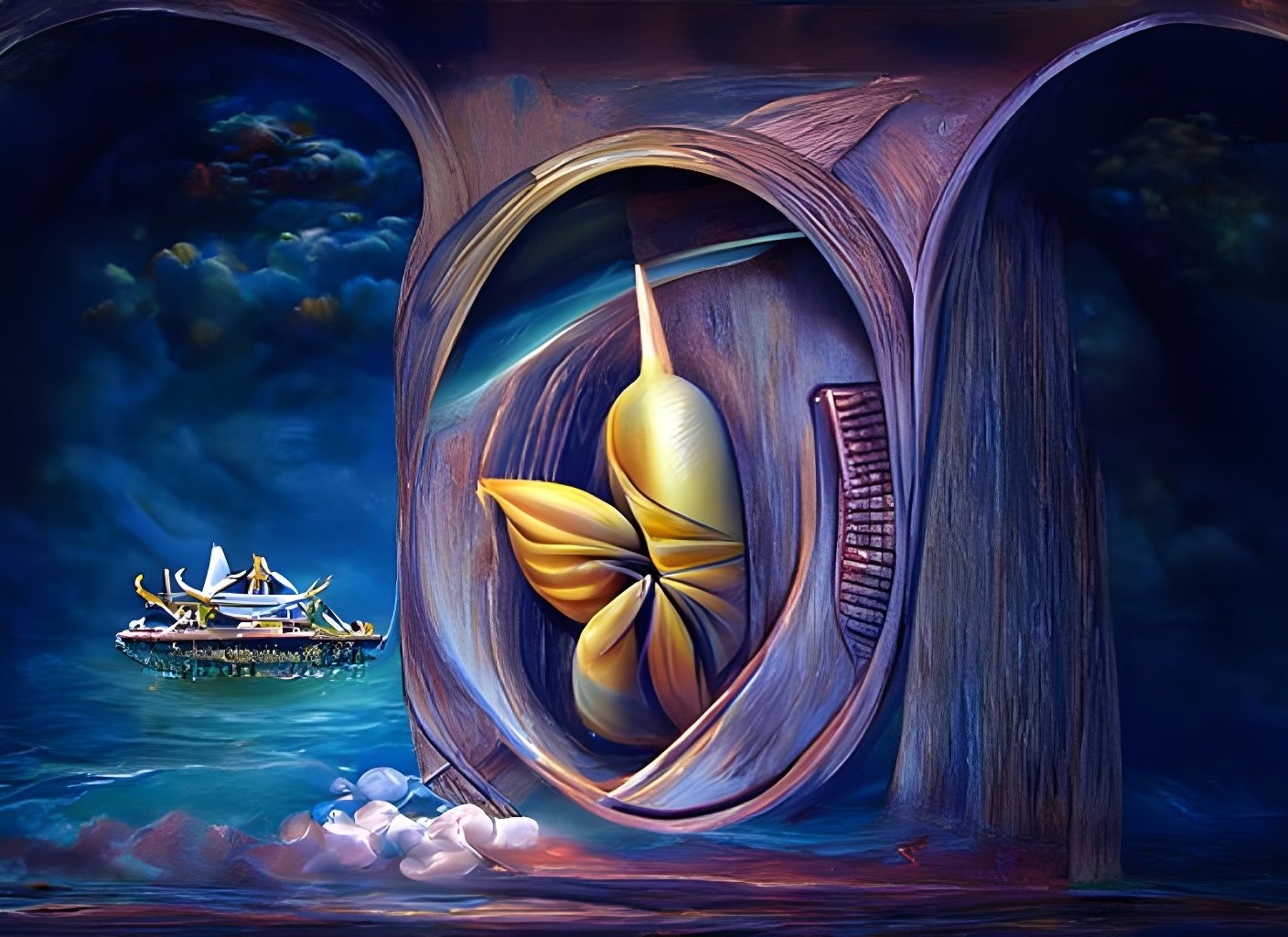 Surreal Port to Musicland Painting