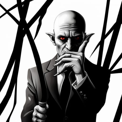 Hyperrealistic Black and White Nosferatu Portrait