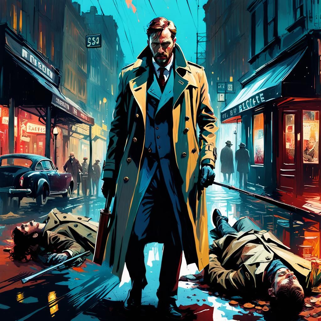 detective in a trench coat