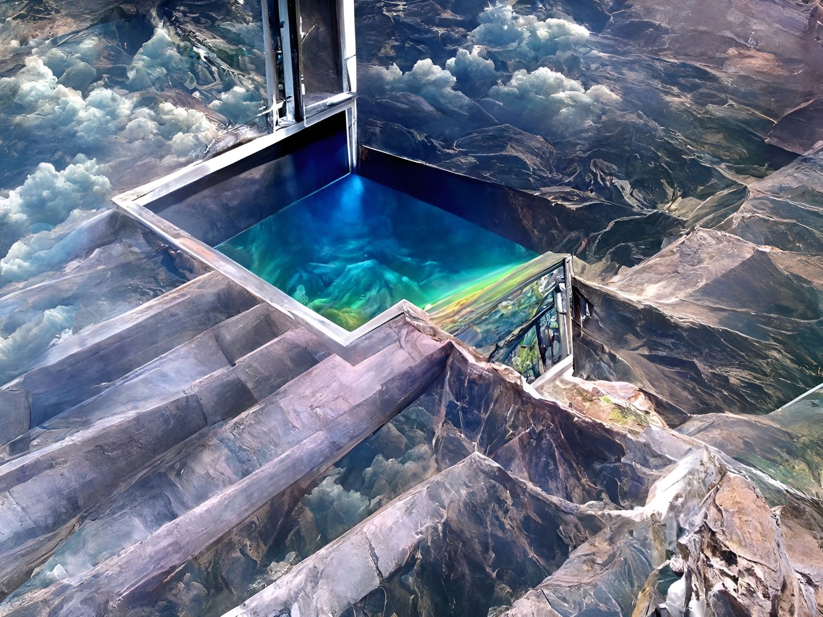 Abstract Holographic Landscape in Art Nouveau Style