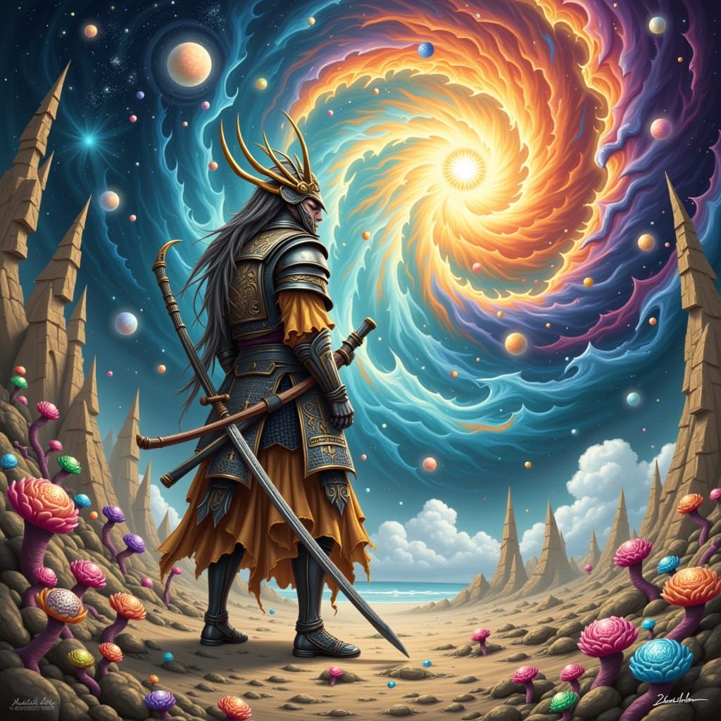 Samurai on Alien Planet, Flemish Baroque Realism