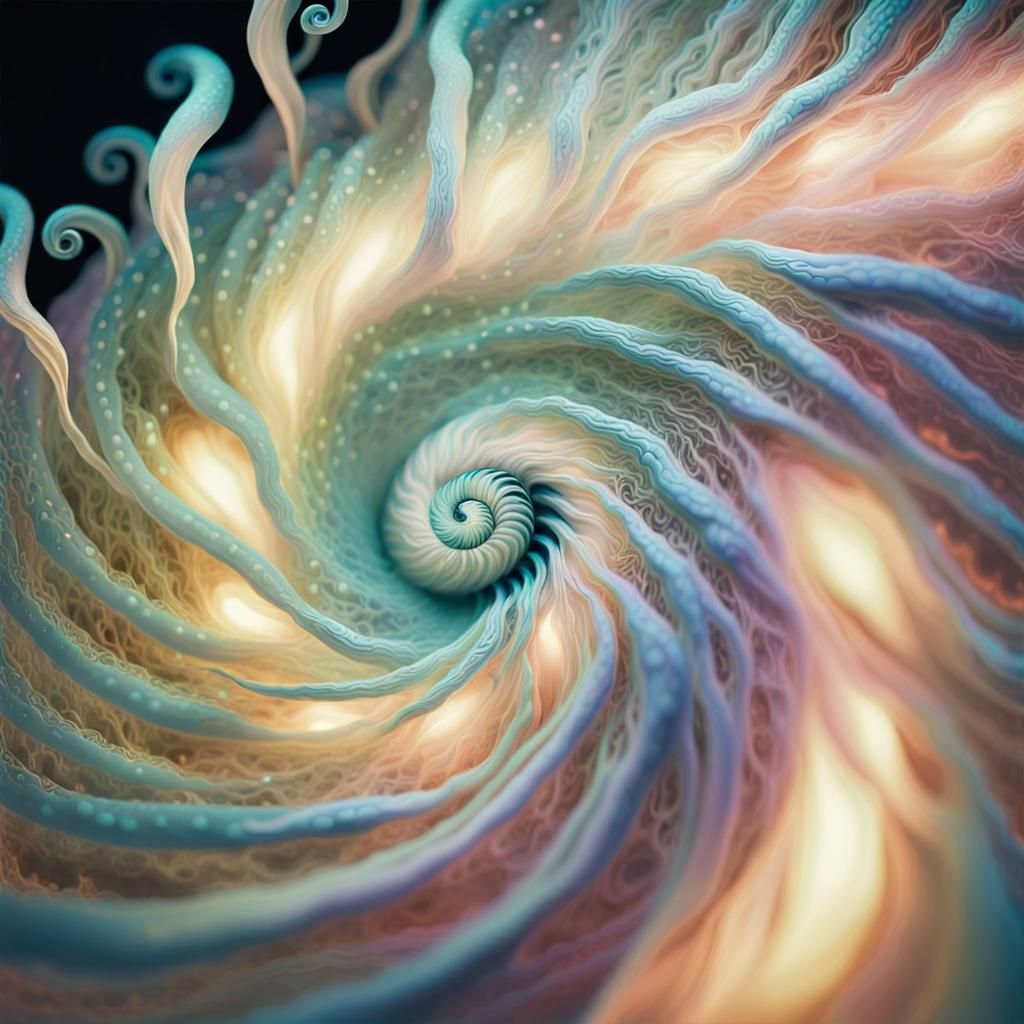 Surreal Creature Emerges from Vortex in Dreamscape