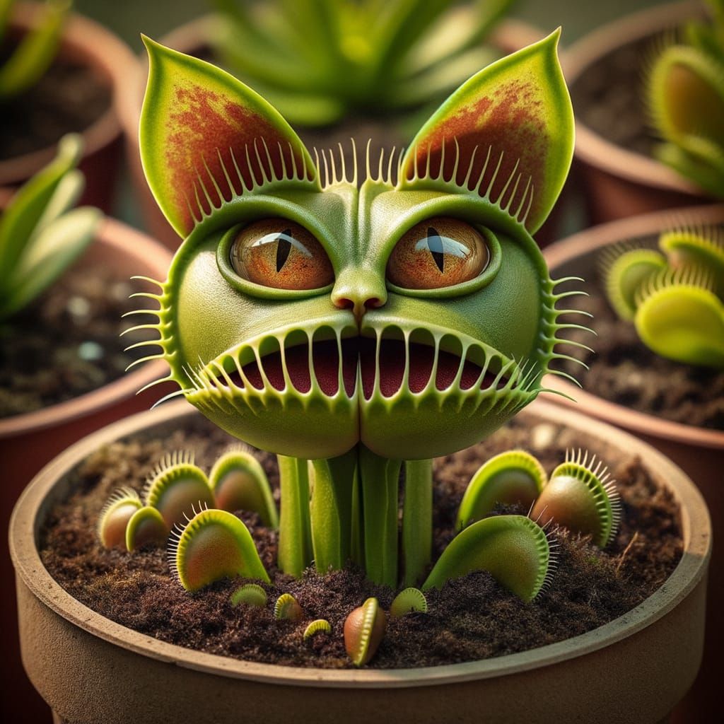 Cat-Shaped Venus Flytrap Hybrid Plant