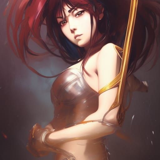 Anime Characters with Sword: Detailed Digital Portrait