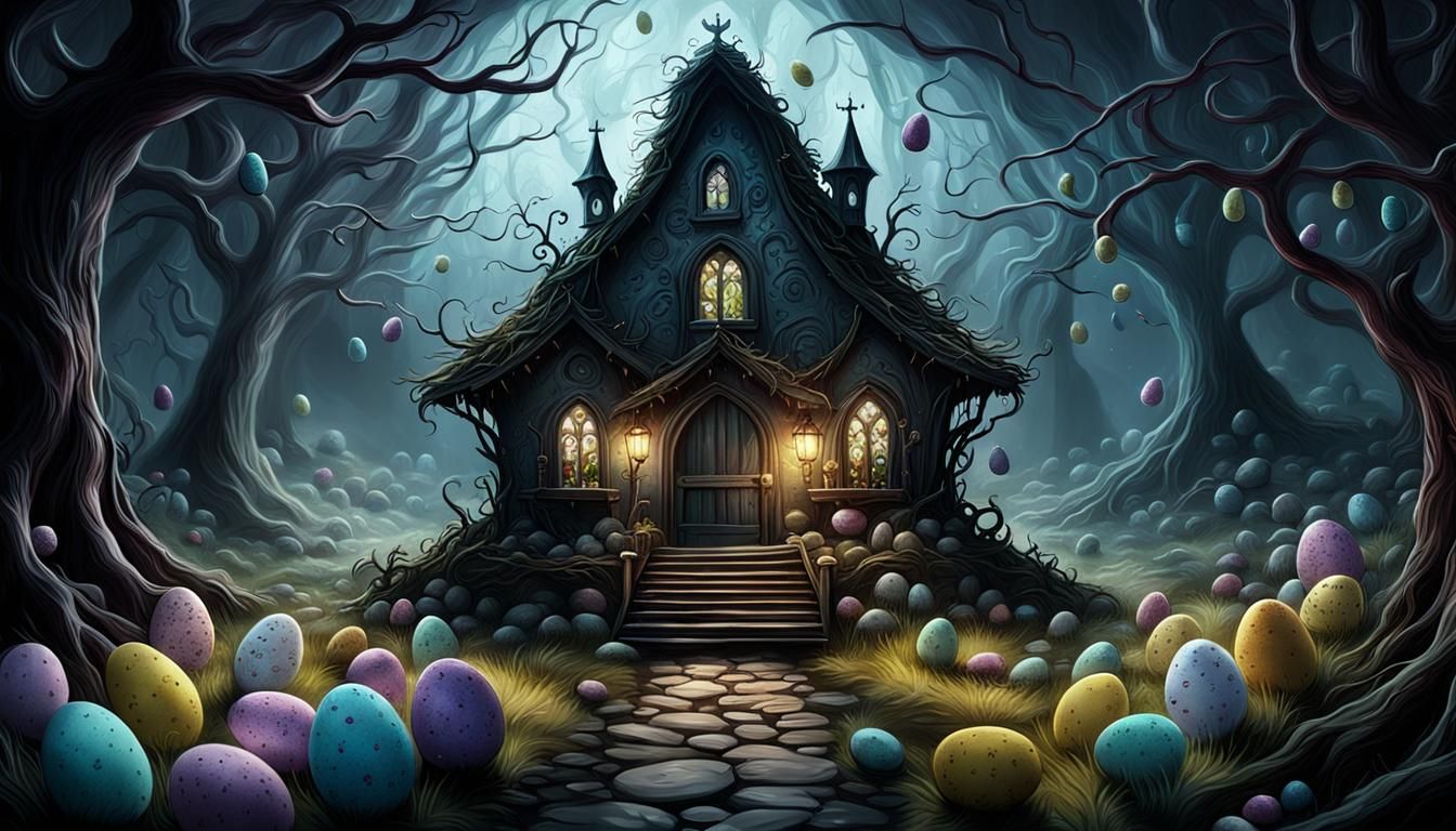 Dark Easter Fantasy Painting by Tim Burton