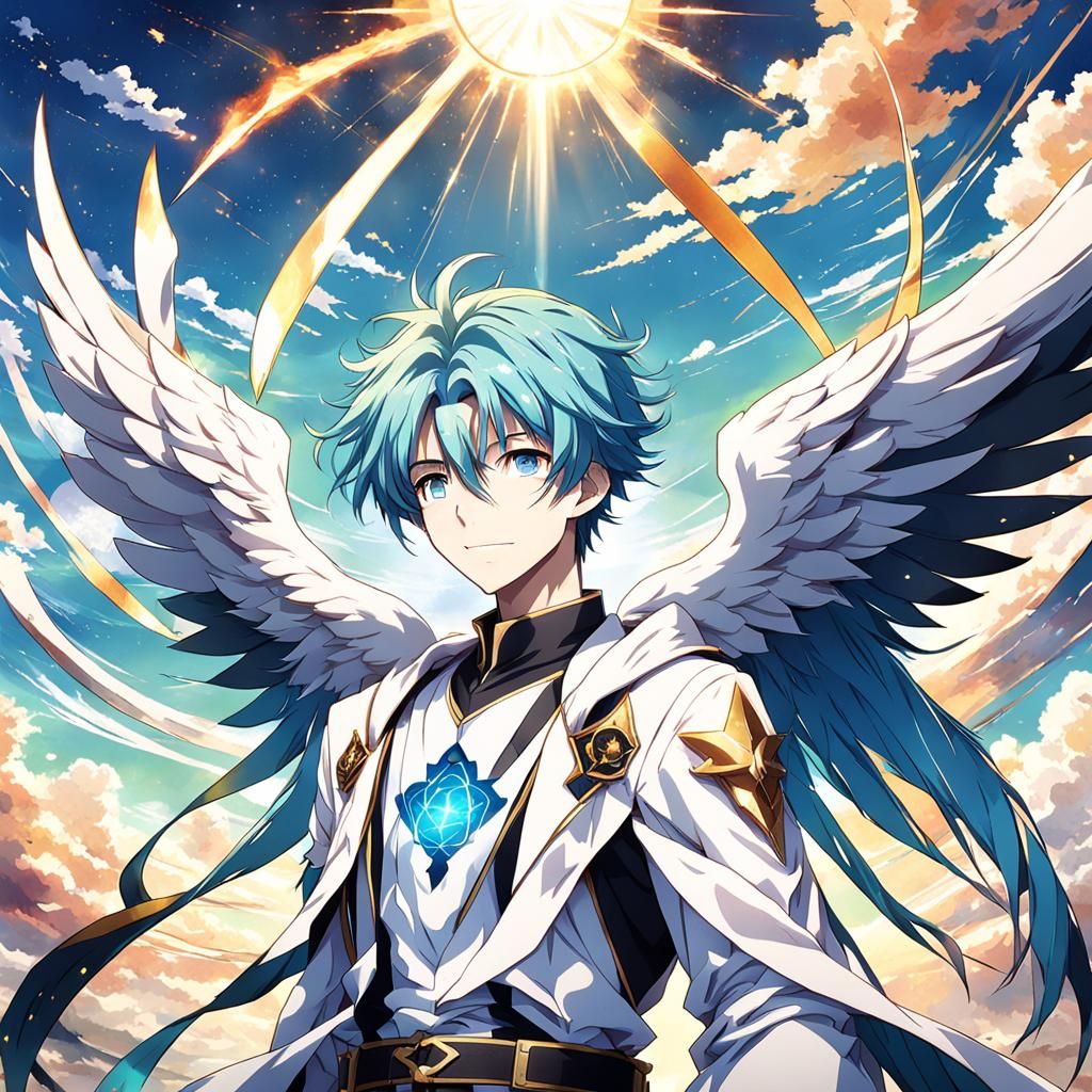 Anime Angel Gazing at Sunlight