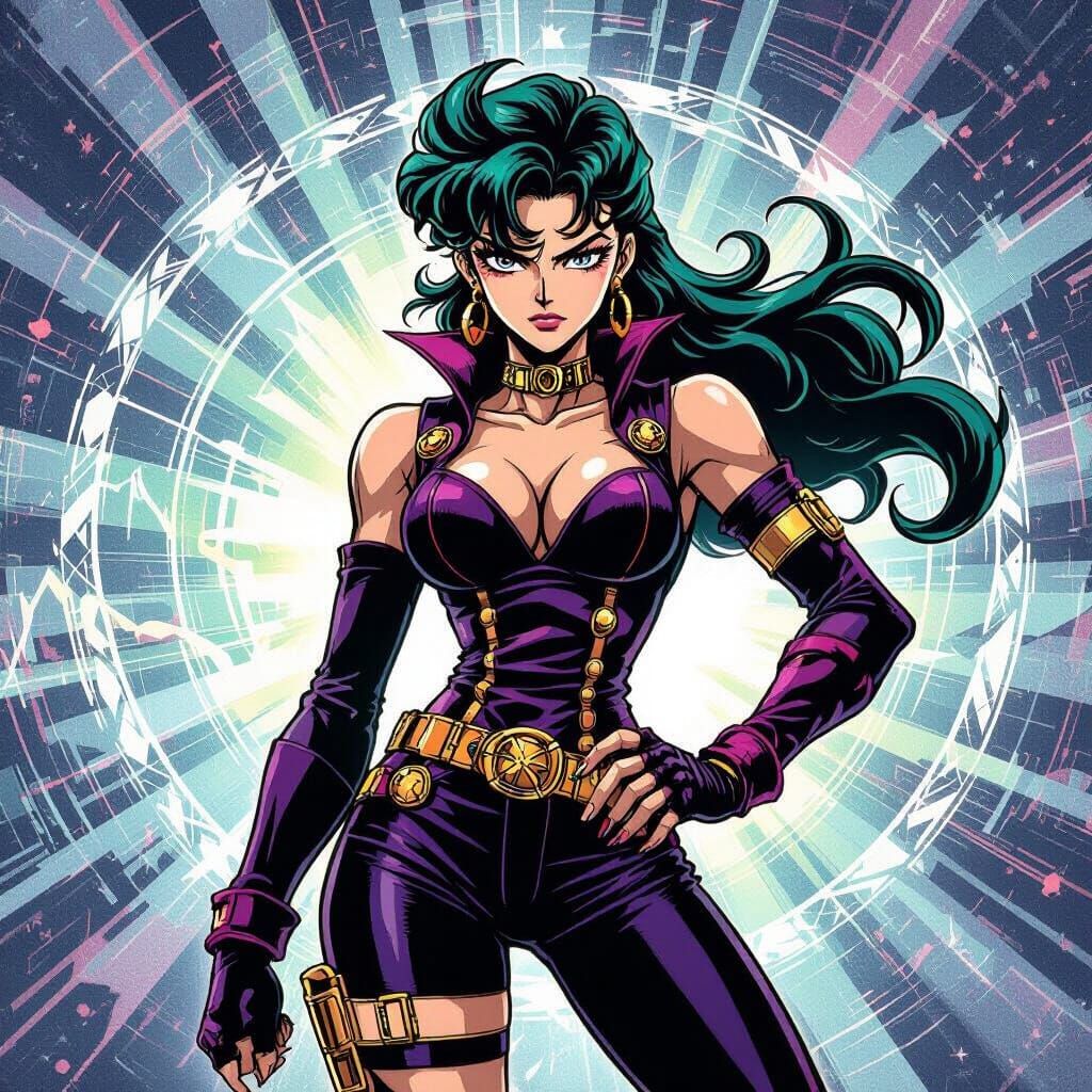 Jolyne Cujoh in Dynamic, Dominant Anime Pose