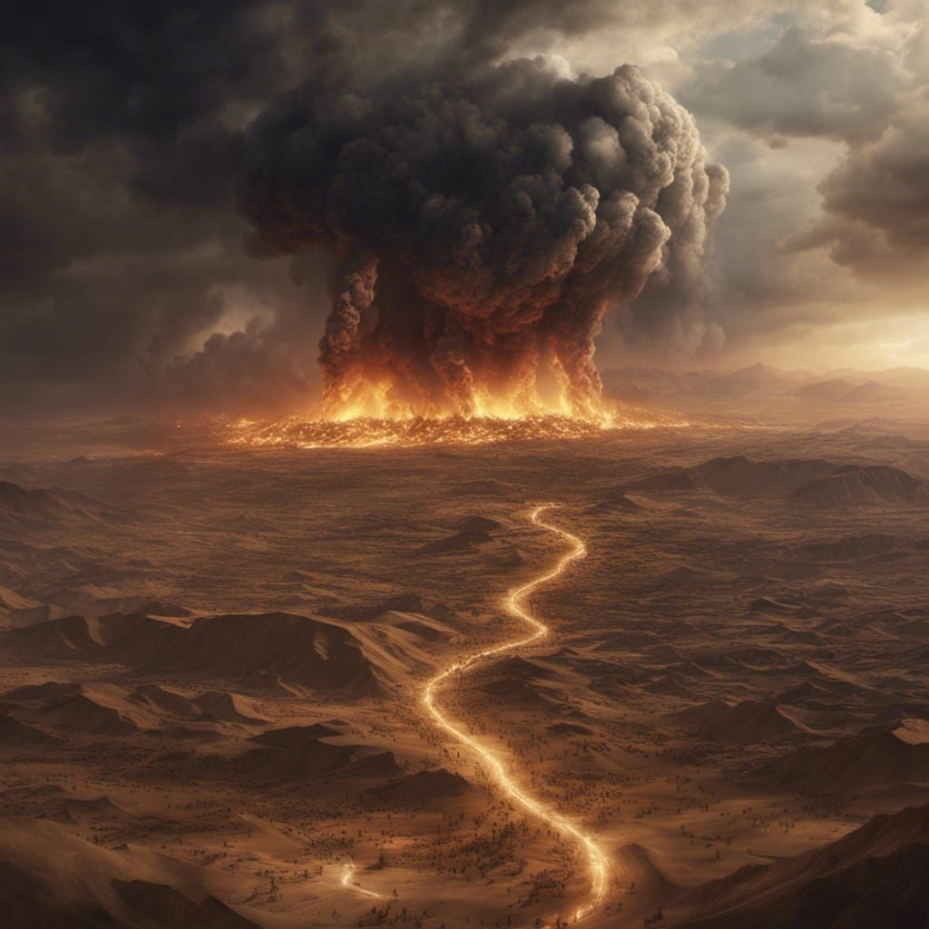 Israelites Follow Fiery Tornado in Desert Night