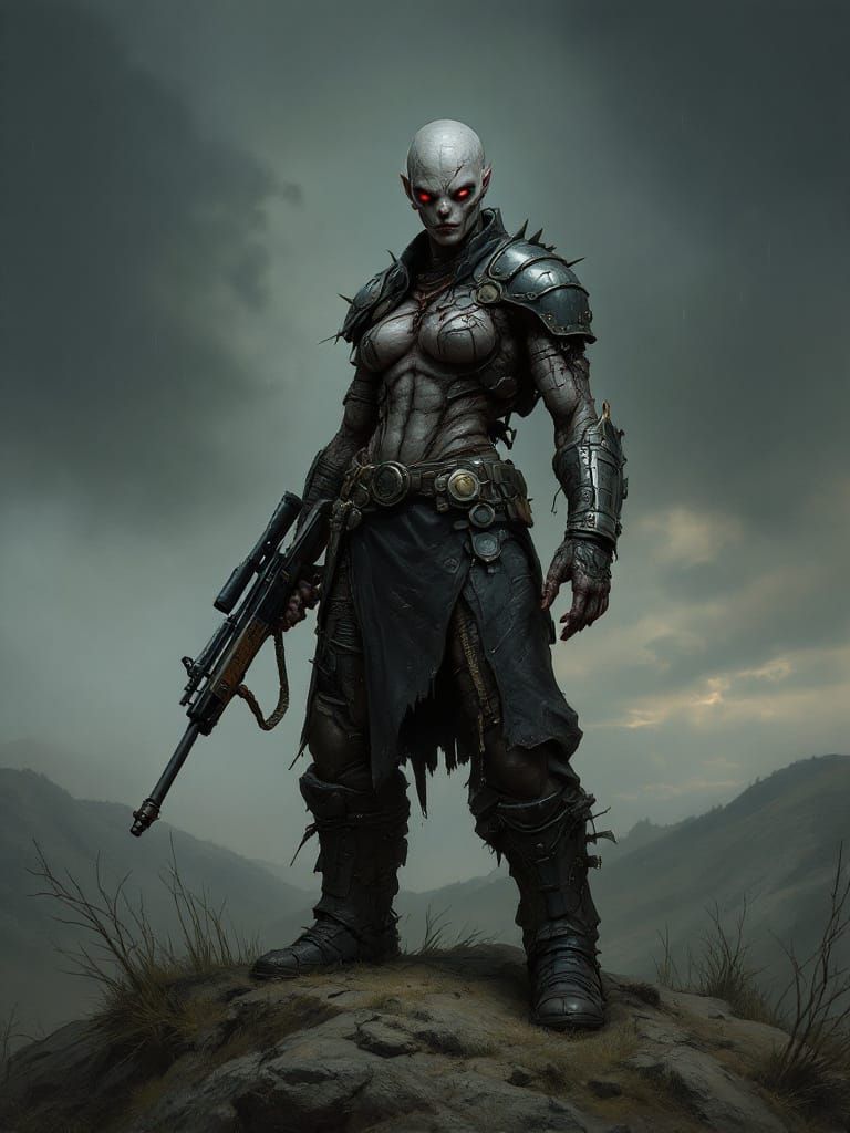 Cute Super Mutant Female in Post-Apocalyptic Leather Armor