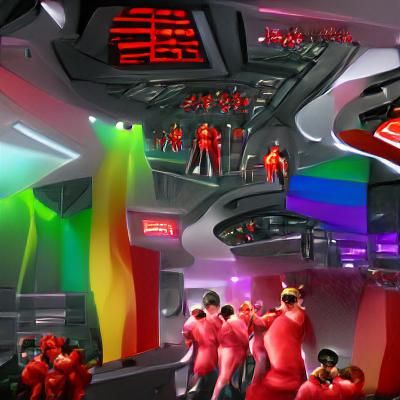 Futuristic Nightclub Scene in a Communist Utopia