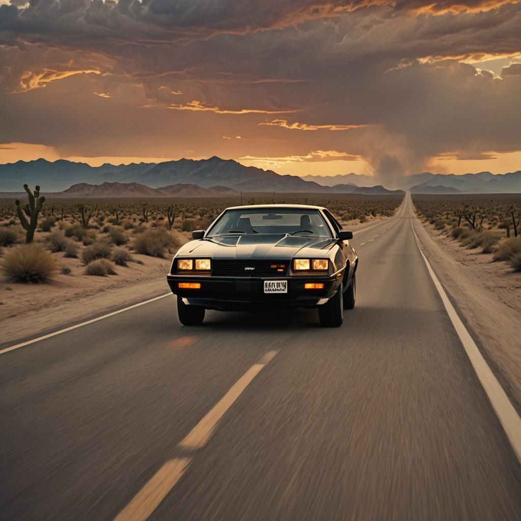 Michael Knight Drives KITT at Sunset