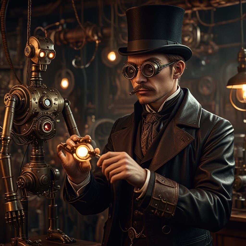 Steampunk Puppeteer Controls Mechanical Automatons