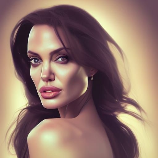 Angelina Jolie Portrait in Hyperdetailed Art Style