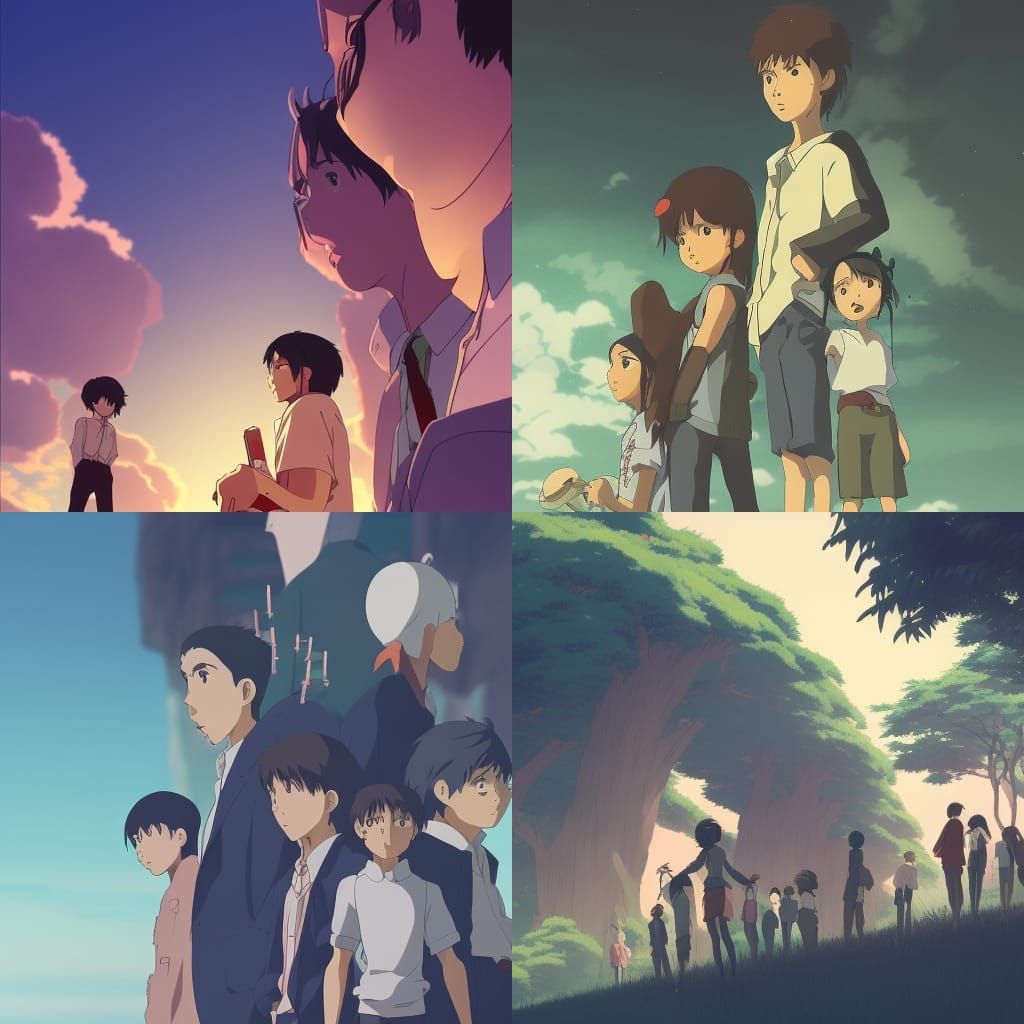 Gangster Group in Anime Key Visual Style