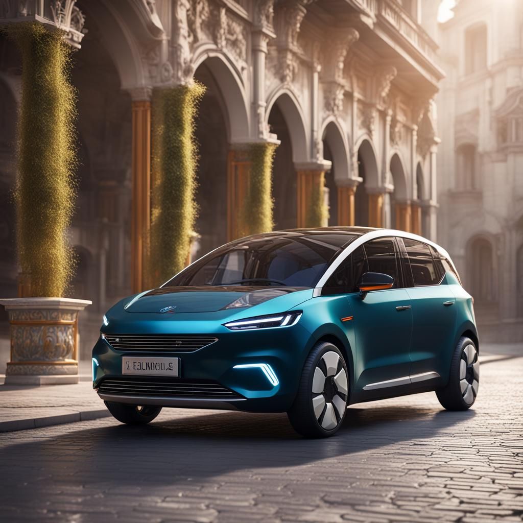 Modern Italian Electric Car in Detailed Matte Painting