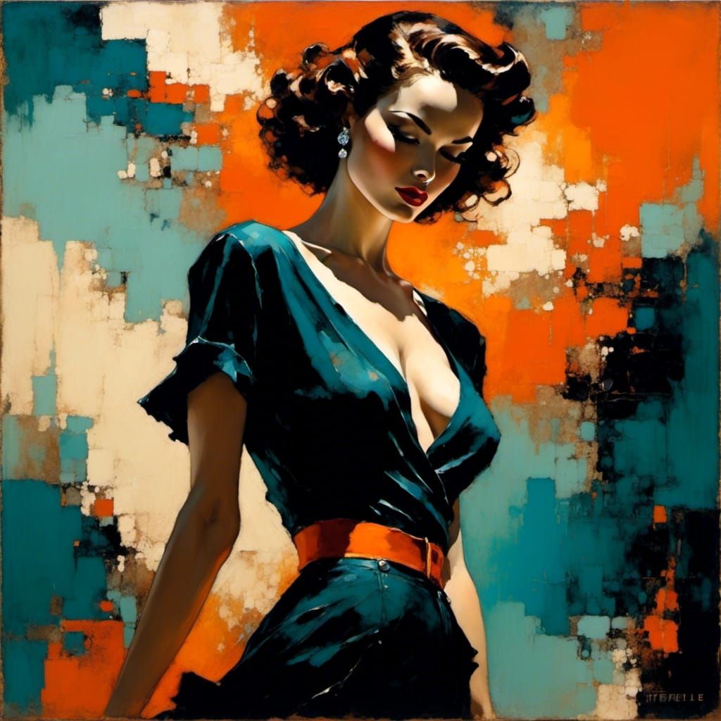 Elegant Pin-Up Silhouette in Minimalist Style