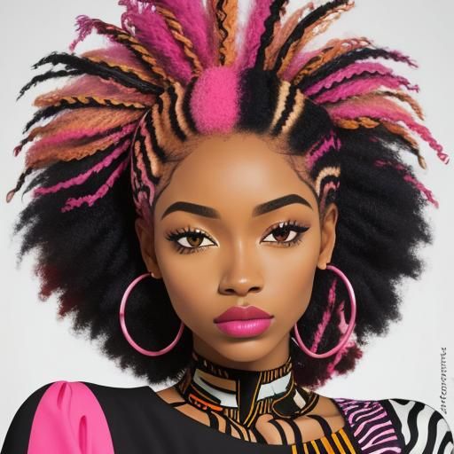 Abstract Expressionist Portrait of Woman in Zebra Print