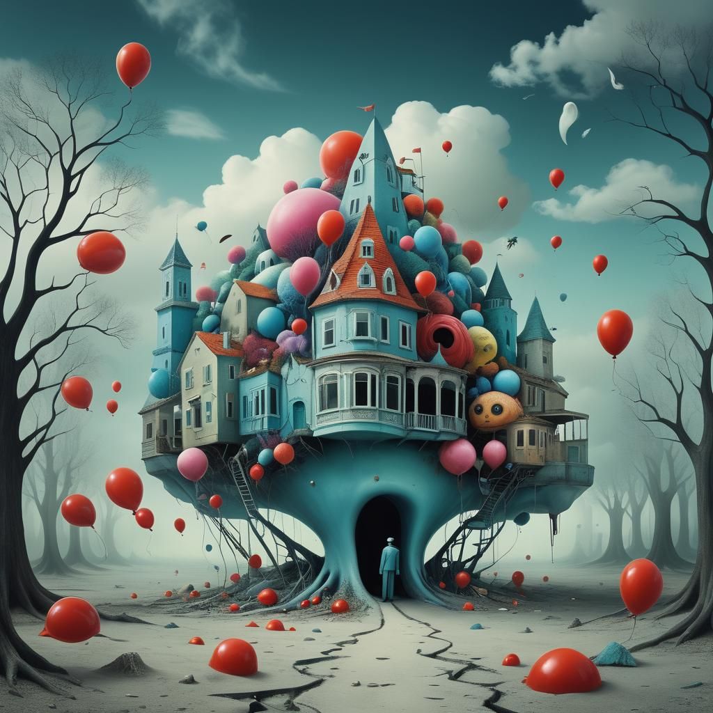 Uncanny Surreal Landscape Generated by AI