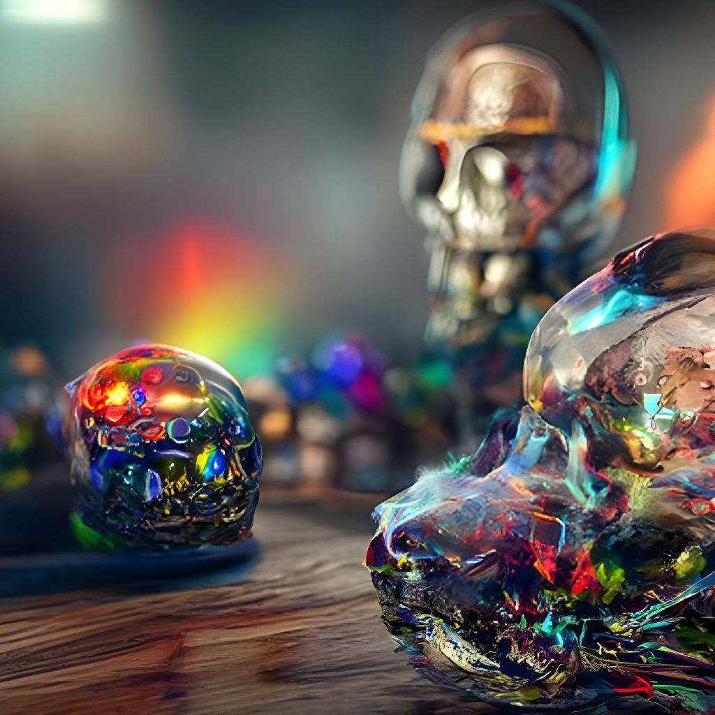 Rainbow Crystal Skull in Holographic 3D