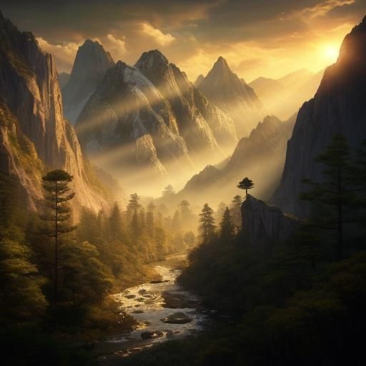 Mountain Range at Sunrise: Untouched Wilderness