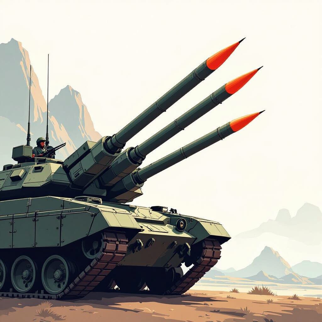 Anti-Air Vehicle in Heroic Pose, 2D Style