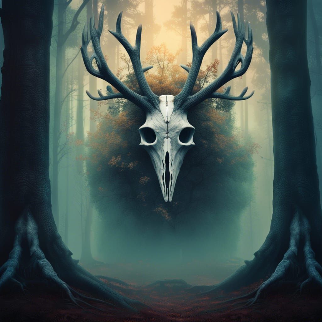 Small Monster in Foggy Forest, Matte Painting