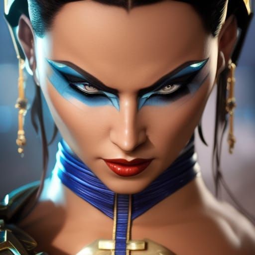 Mortal Kombat Kitana Hyperdetailed Dark Fantasy Portrait