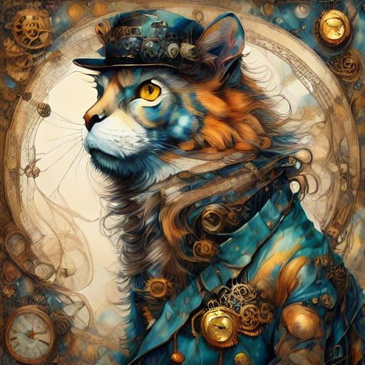 Steampunk Octopus Airship in Art Nouveau Style