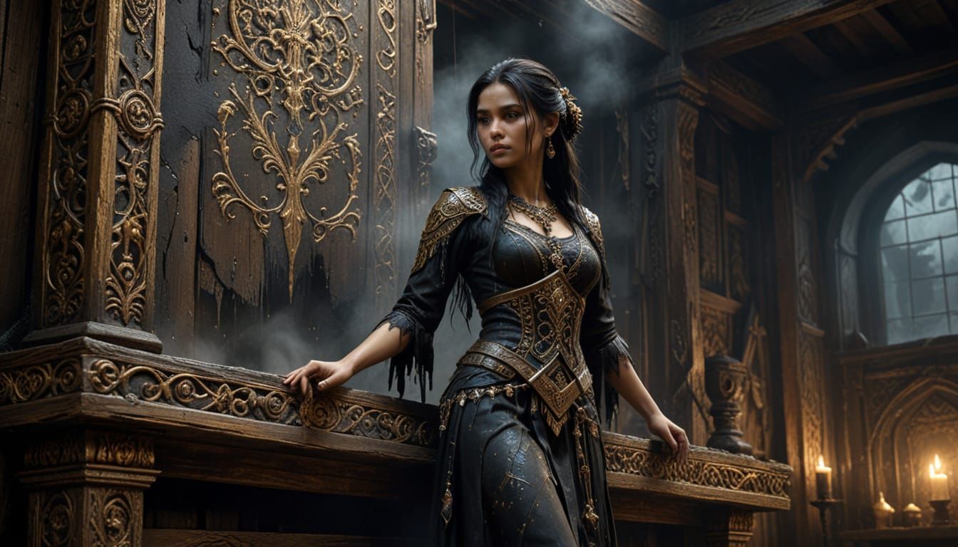 Gothic art. Pontianak Kuntilanak woman