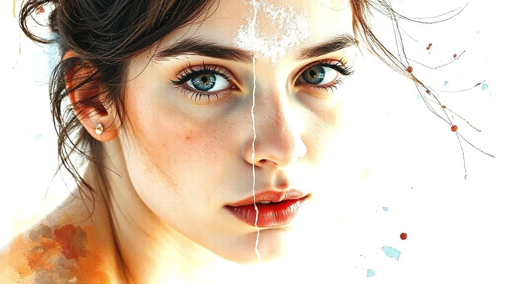 Young Woman Portrait in Stylized Watercolour