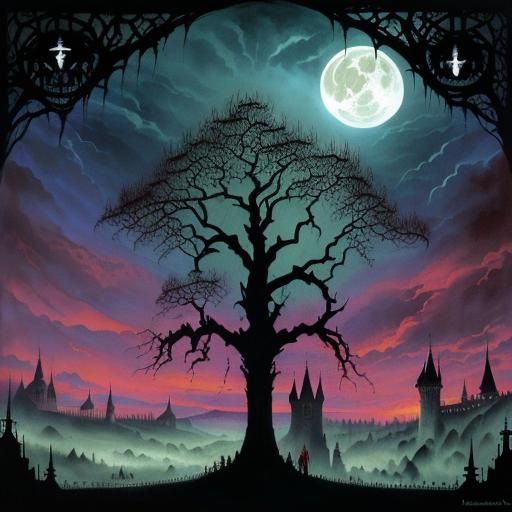 Dracula's Castle: Occult Horror Landscape in Oil