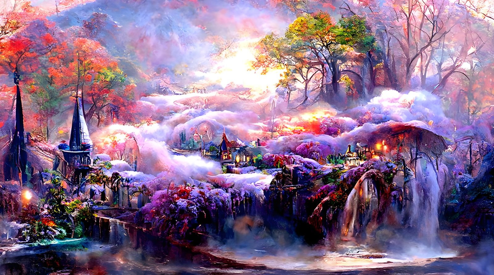 Ethereal Fantasy Landscapes in Whimsical Style