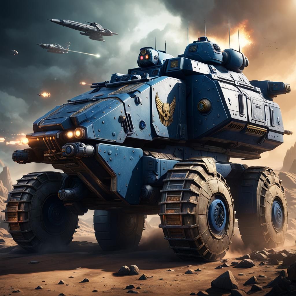 Futuristic Space Combat Vehicle in Detailed Matte Style