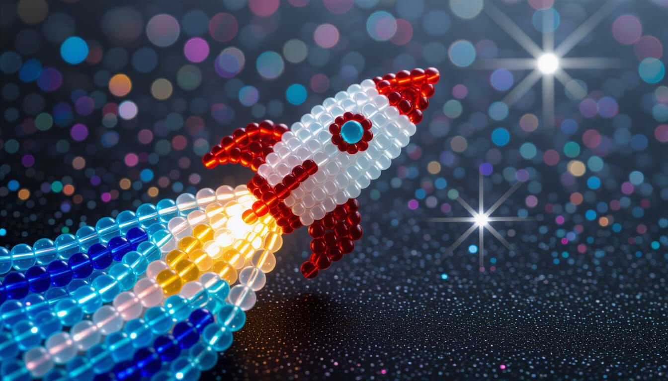 Beaded Rocket Ascends to Glittery Stars