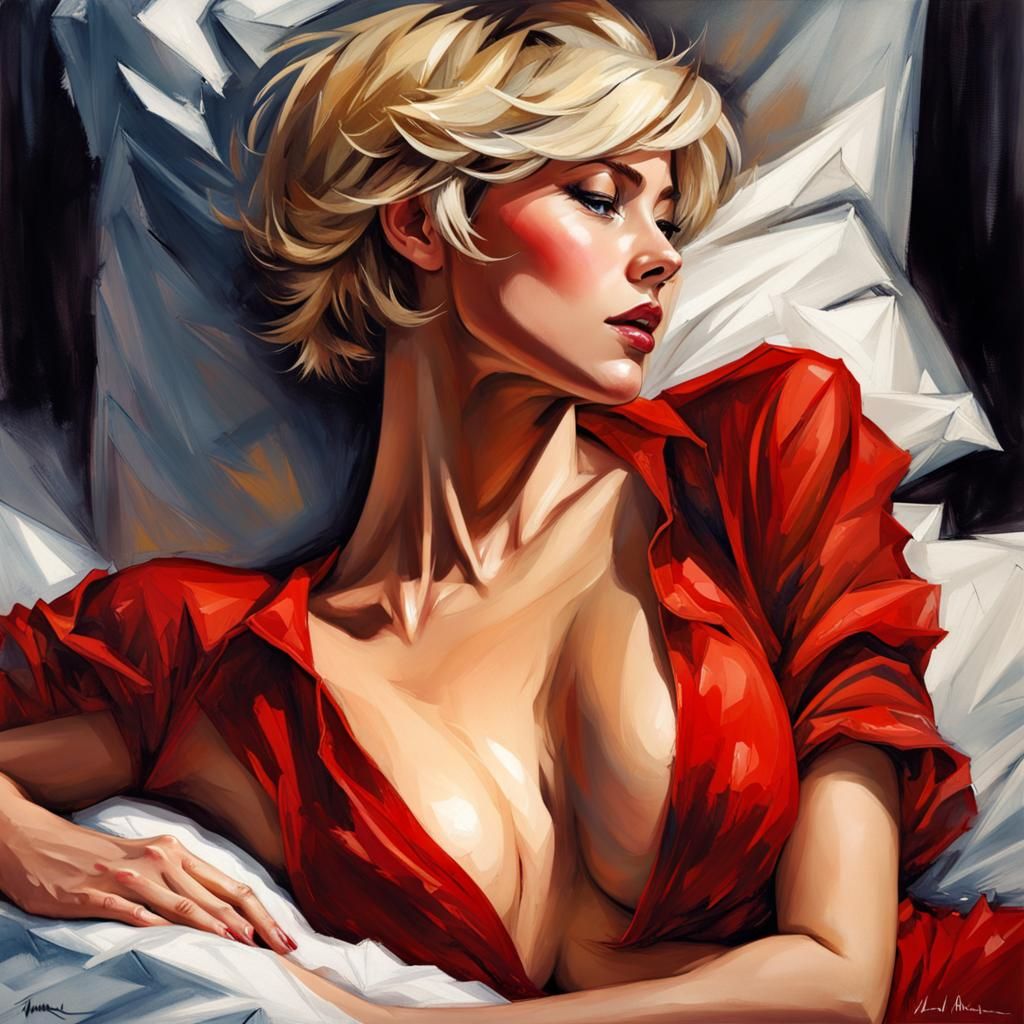 Portrait of a Blond Woman in Bed