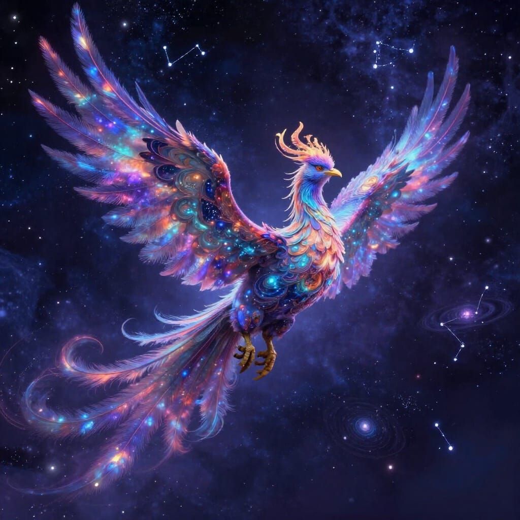 Cosmic Phoenix Soars Through Nebula Ocean