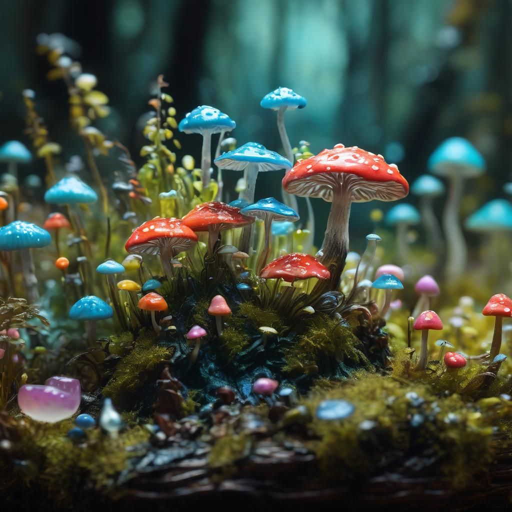 Rainforest in Spoon: Surreal Macro Oil Painting