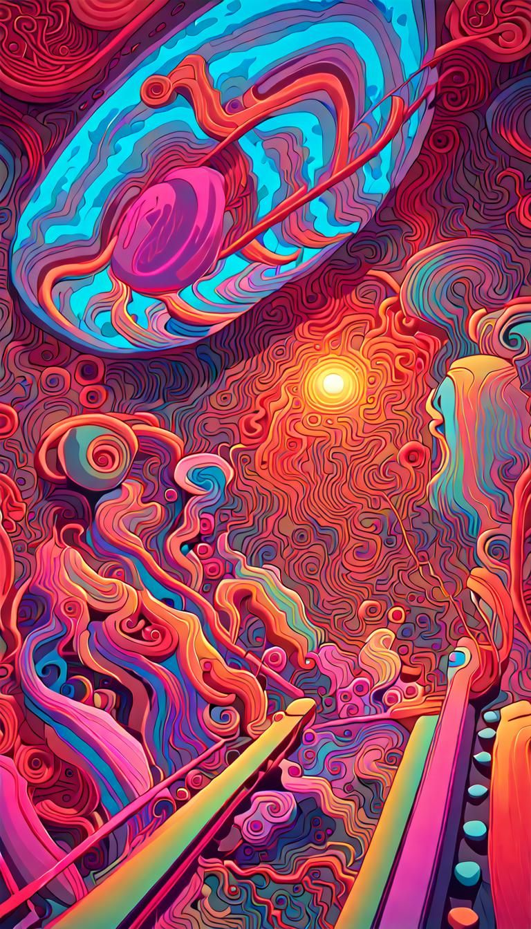 Psychedelic 3D Neon Maximalist Poster Art