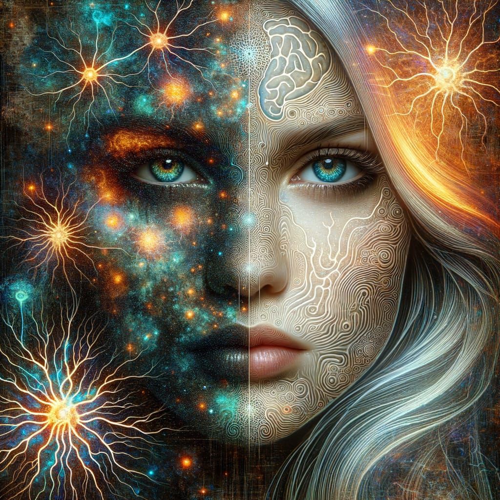 Shattered Scandinavian Woman Portrait in Surrealist Style